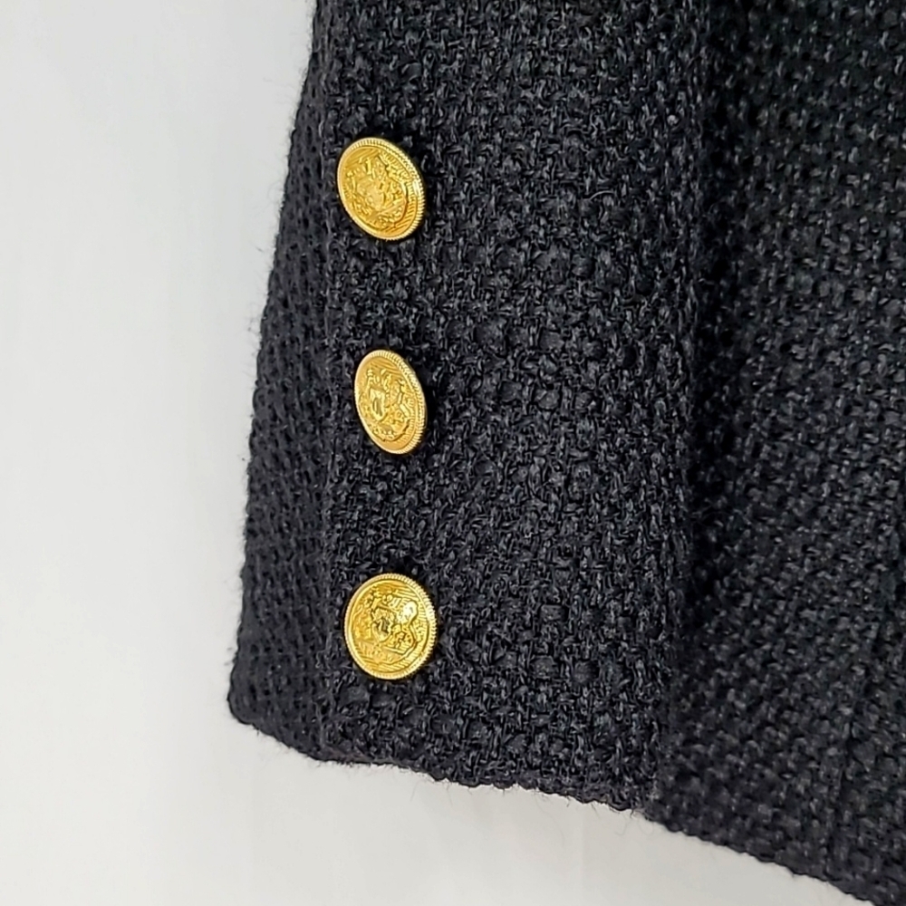 Ellen Tracy Black Double Breasted Boucle Blazer - Picture 5 of 13